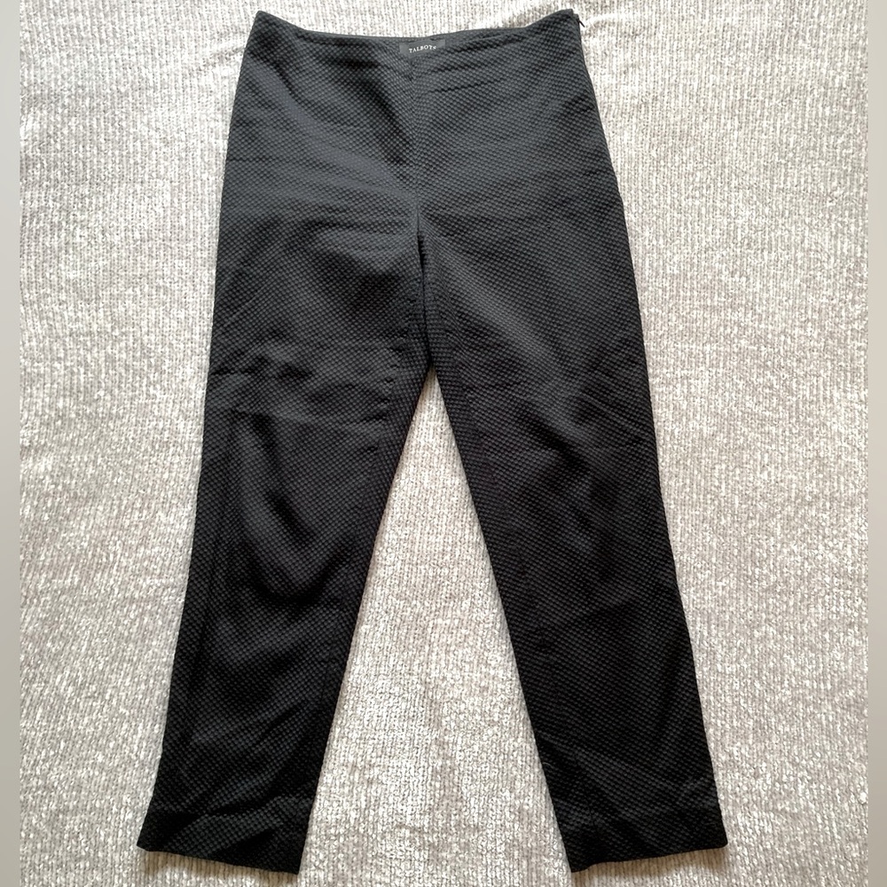Talbots Chatham Honeycomb Textured Ankle Pants Black Size 6 Career‎ Classic
